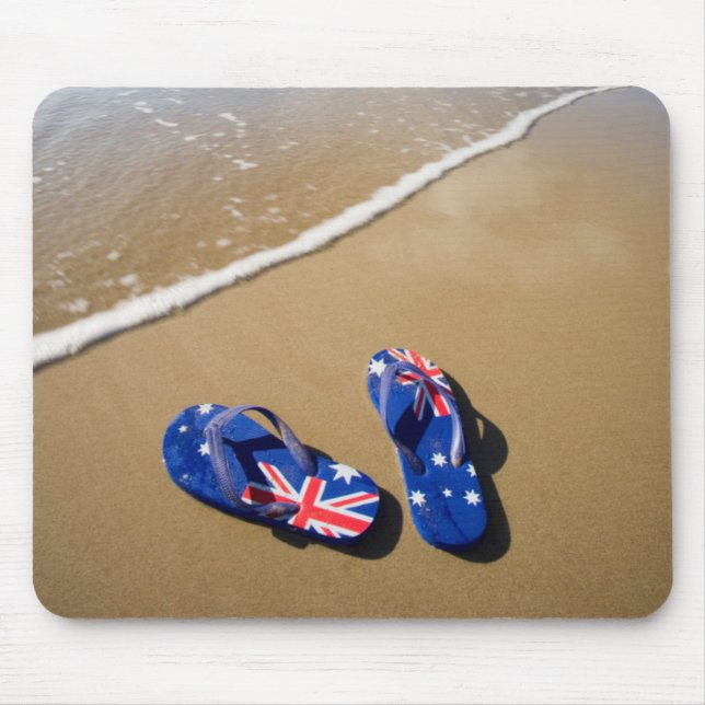 Australische Flaggen-Zapfen auf Strand | Südwales Mousepad (Vorne)