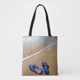 Australische Flaggen-Zapfen auf Strand   Südwales Tasche