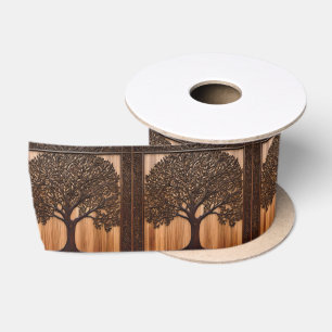 Australische Flora: The Wattle Tree Wood Print, Satinband