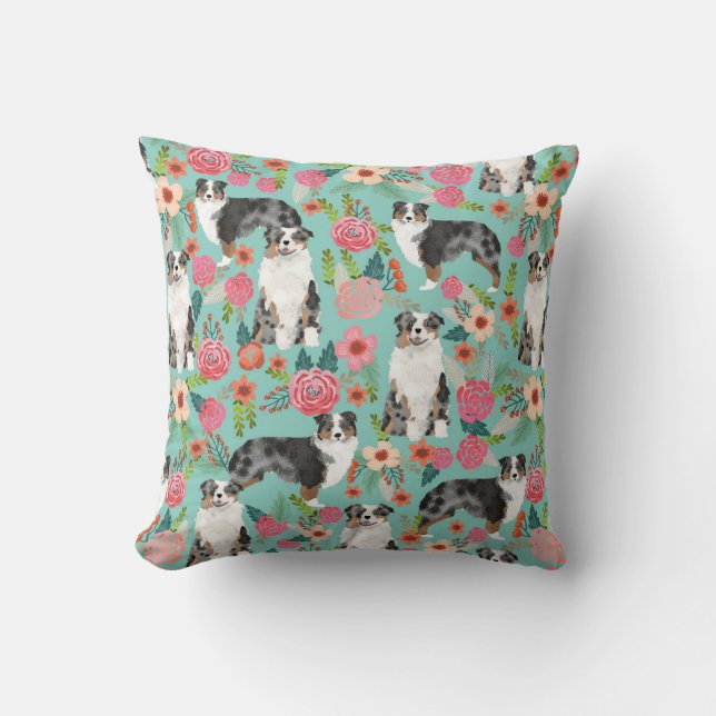 Australische Hirten Florals Pillow Kissen (Vorderseite)