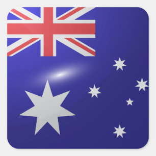 Australische Hochglanzflagge Quadratischer Aufkleber