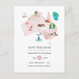 Australische Hochzeit in Urlaubsort Save the Date Ankündigungspostkarte