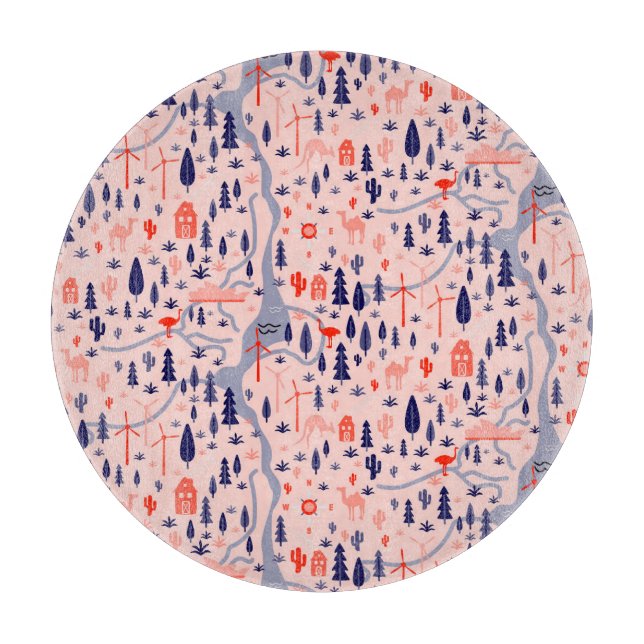 Australische Ikonen, nahtlos dekoratives Muster. Schneidebrett (Vorderseite)