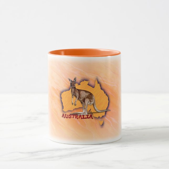 Australische Ikonen - roter Känguru Tasse (Zentrum)