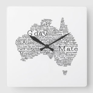Australische Jargonkarte Quadratische Wanduhr