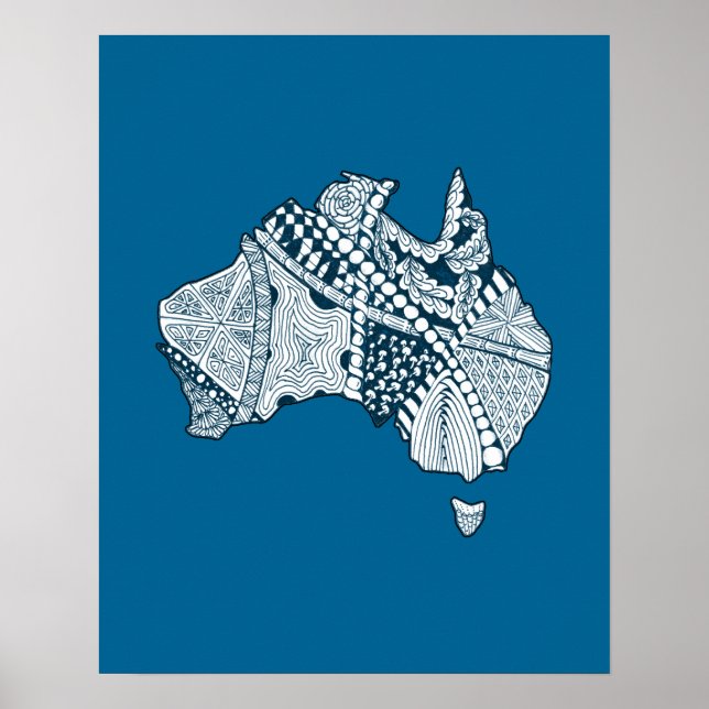 Australische Karte Art Poster (Vorne)