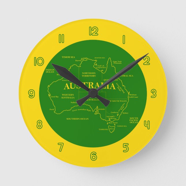 Australische Karte Runde Wanduhr (Vorderseite)