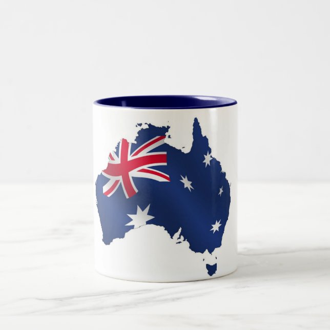 Australische Kartenflagge Zweifarbige Tasse (Mittel)