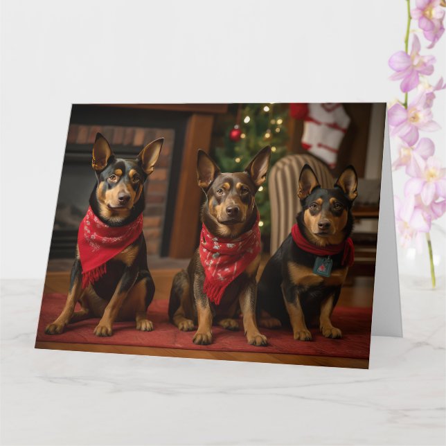 Australische Kelpie am Feuerplatz Weihnachten Karte (Orchidee)