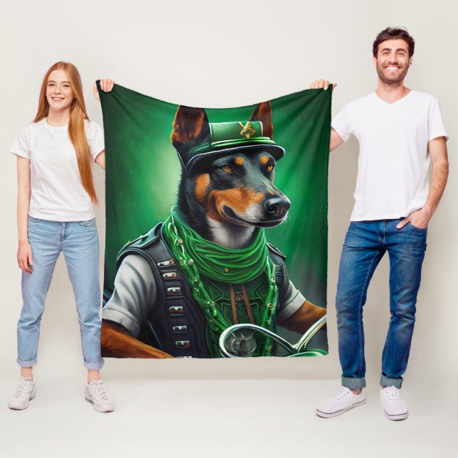 Australische Kelpie Fahrrad St. Patrick's Day Fleecedecke (Beispiel)