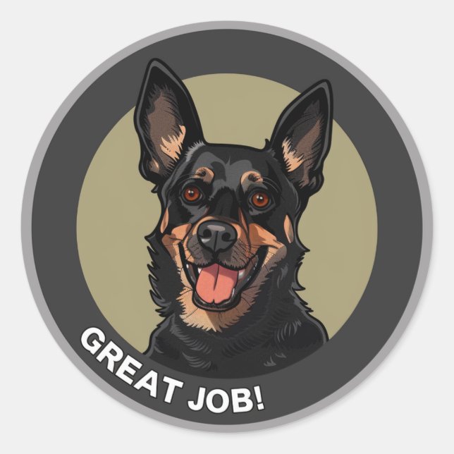 Australische Kelpie Great Job Teacher Belohnung Runder Aufkleber (Vorderseite)