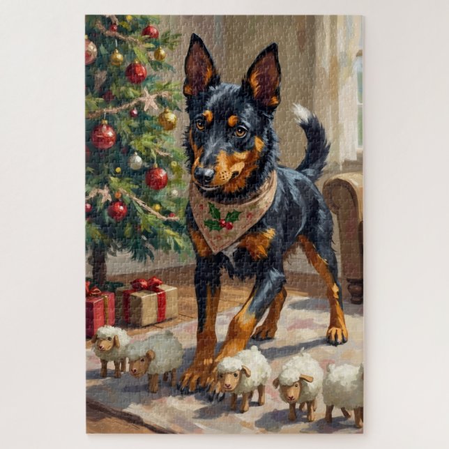 Australische Kelpie-Herden-Weihnachtskunst (Vertikal)