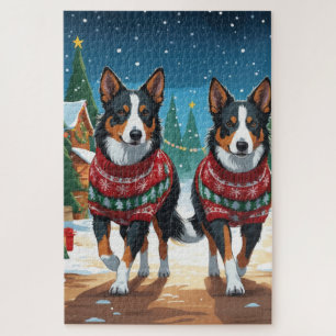 Australische Kelpie-Hunde Weihnachten Schnee Urlau