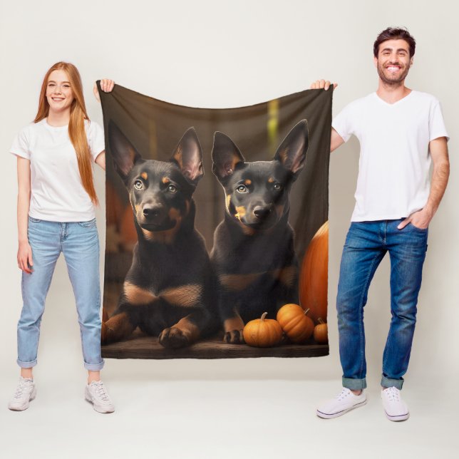 Australische Kelpie Welpe Autumn Delight Pumpkin Fleecedecke (Beispiel)