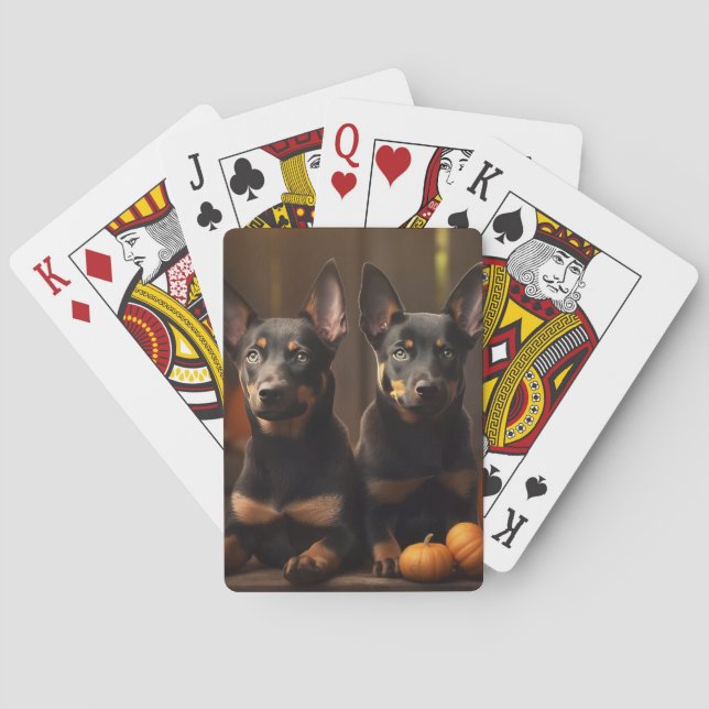 Australische Kelpie Welpe Autumn Delight Pumpkin Spielkarten (Rückseite)