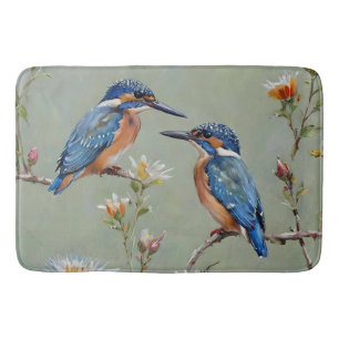 Australische Kingfisher Birds and Blume Oil Paint, Badematte