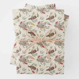 Australische Koalas, Kookaburras und einheimische Geschenkpapier Set