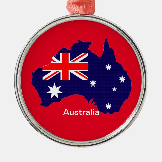 Australische Kontur und Flagge Ornament Aus Metall (Vorne)
