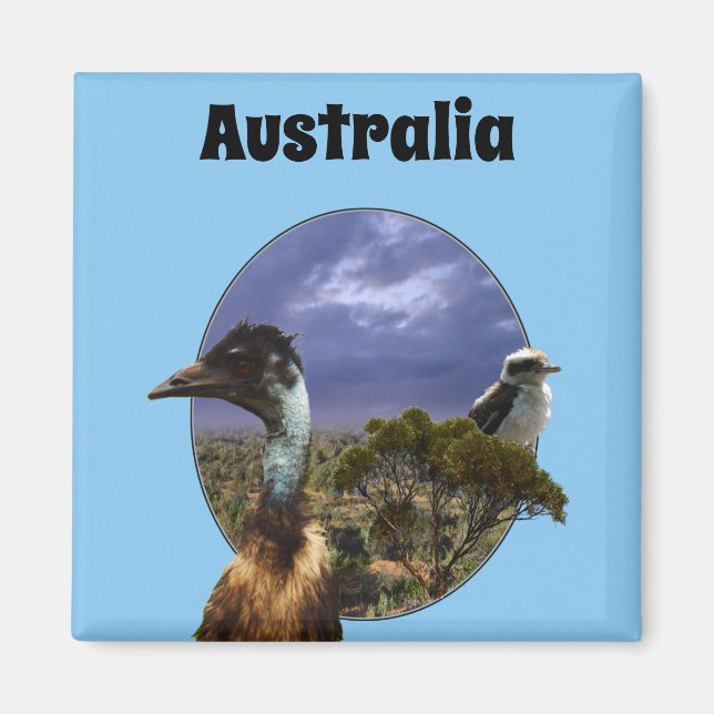 Australische Kookaburra und Emu, Kühlschrankmagnet (Vorne)