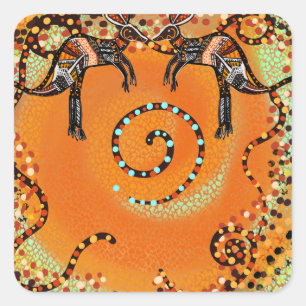 AUSTRALISCHE KUNST QUADRATISCHER AUFKLEBER