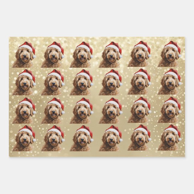 Australische Labradoodle 1 Holiday Edition Geschenkpapier Set (Vorderseite)