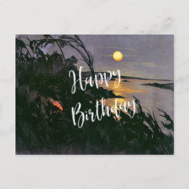 Australische Landschaft mit Full Moon-Happy Birthd Postkarte (Vorderseite)