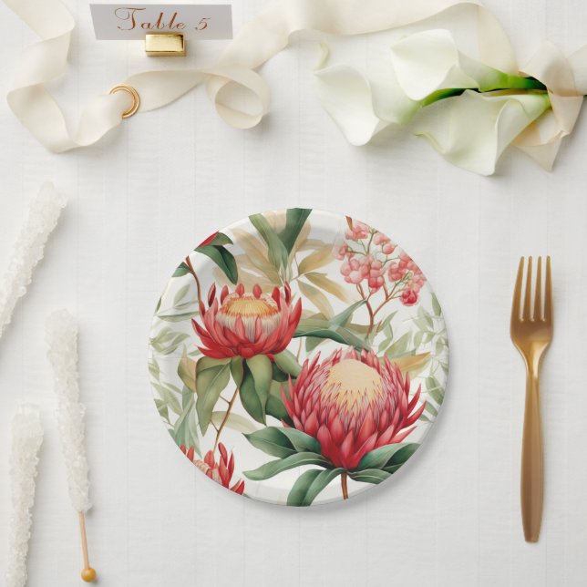 Australische Native Protea Blume II Pappteller (Hochzeit)