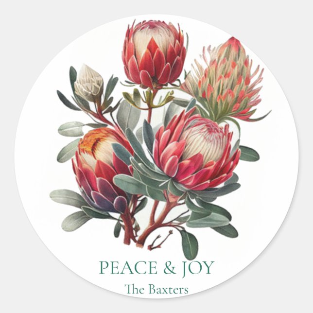 Australische Native Protea Weihnachtsgeschenkstick Runder Aufkleber (Vorderseite)