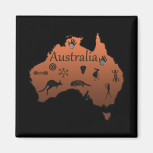 australische Originalkarte mit Symbolen Magnet