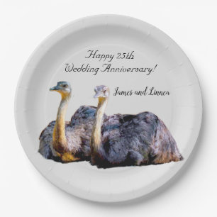 Australische Ostrich Funny Cartoon Illustration Pappteller