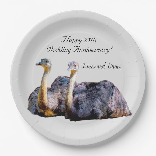 Australische Ostrich Funny Cartoon Illustration Pappteller (Vorderseite)