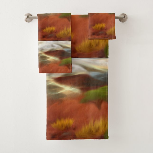 Australische Outback Dawn Abstrakt Art Badhandtuch Set (Insitu)