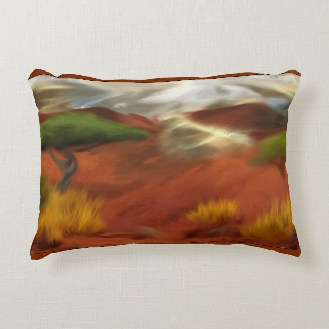 Australische Outback Dawn Abstrakt Art Dekokissen (Vorderseite)