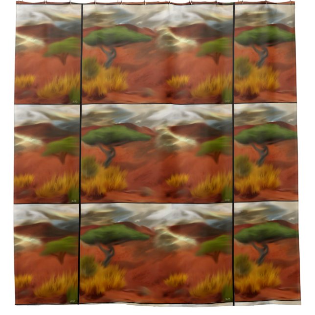 Australische Outback Dawn Abstrakt Art Duschvorhang (Vorderseite)