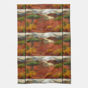Australische Outback Dawn Abstrakt Art Geschirrtuch