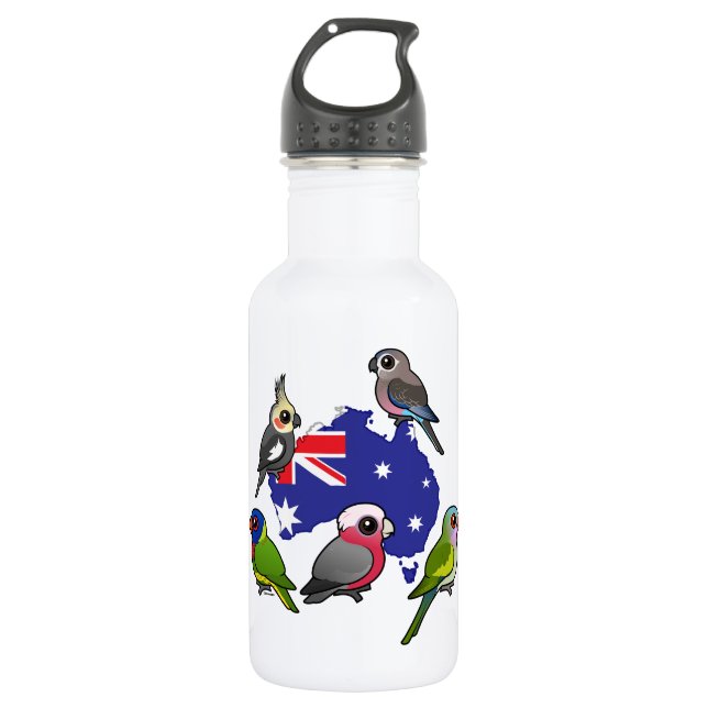 Australische Papageien Edelstahlflasche (Vorderseite)