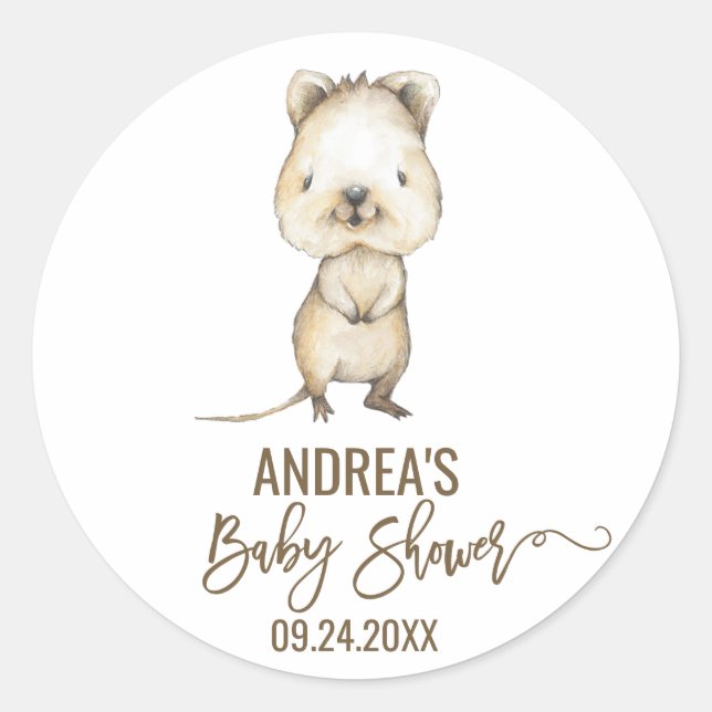 Australische Quokka Neutral Baby Duwer Gefallen Runder Aufkleber (Vorderseite)