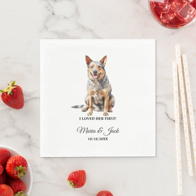 Australische Rind Dog Pet Cocktail Wedding Serviette (Beispiel)
