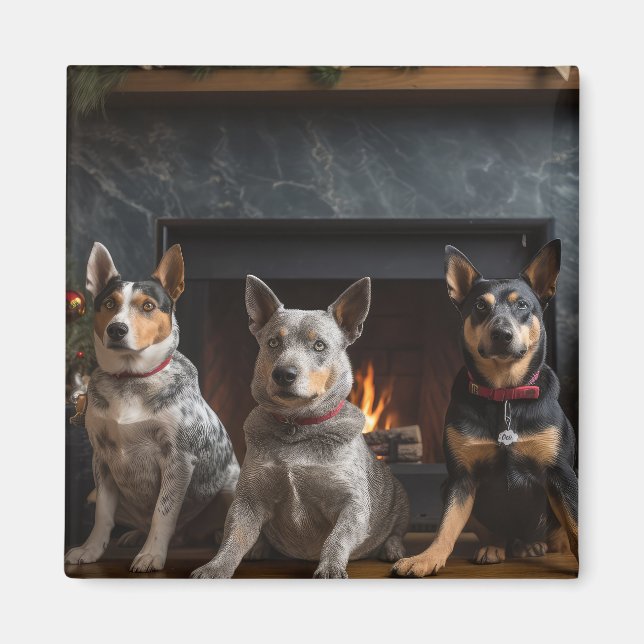 Australische Rinder am Feuerplatz Weihnachten Magnet (Vorne)