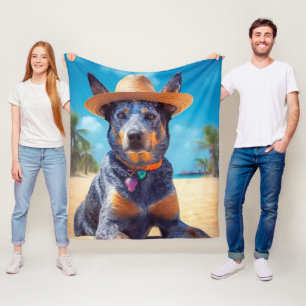 Australische Rinder am Strand, Hunde liebt Sommerg Fleecedecke