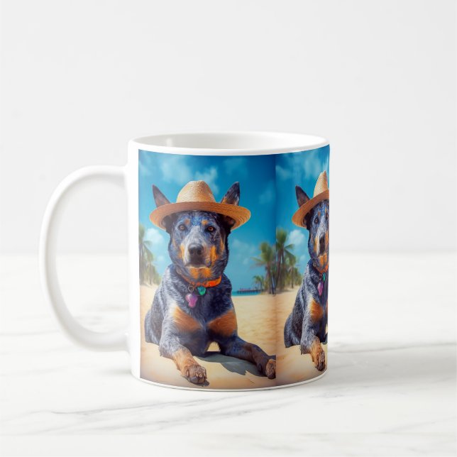 Australische Rinder am Strand, Hunde liebt Sommerg Kaffeetasse (Links)