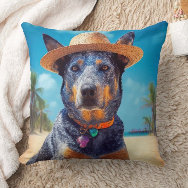 Australische Rinder am Strand, Hunde liebt Sommerg Kissen (Decke)
