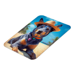 Australische Rinder am Strand, Hunde liebt Sommerg Magnet