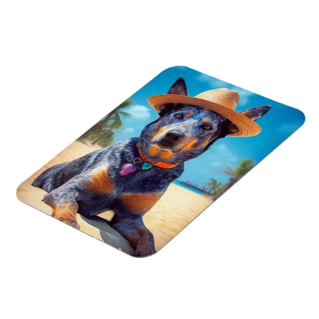 Australische Rinder am Strand, Hunde liebt Sommerg Magnet (Linke Seite)