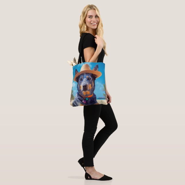 Australische Rinder am Strand, Hunde liebt Sommerg Tasche (Am Model)