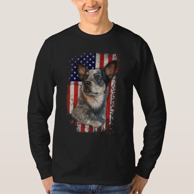 Australische Rinder Hunde Patriotische Amerikanisc T-Shirt (Vorderseite)