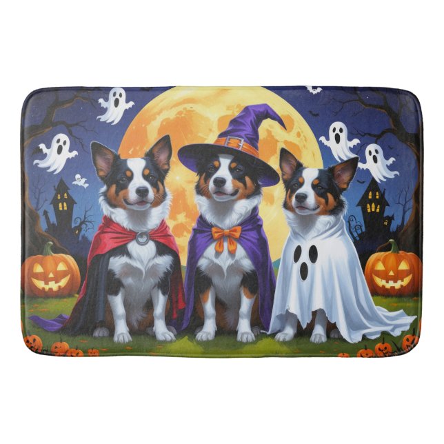 Australische Rinder Hunde Pumpkin Halloween Funny Badematte (Vorderseite)