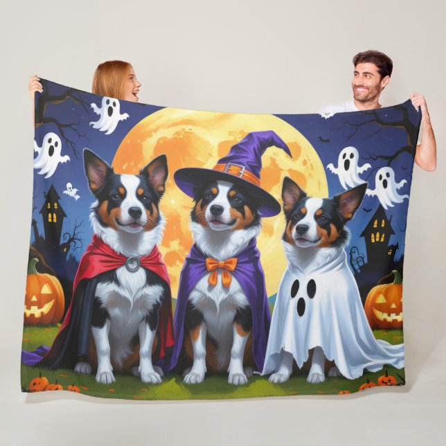 Australische Rinder Hunde Pumpkin Halloween Funny Fleecedecke (Beispiel)