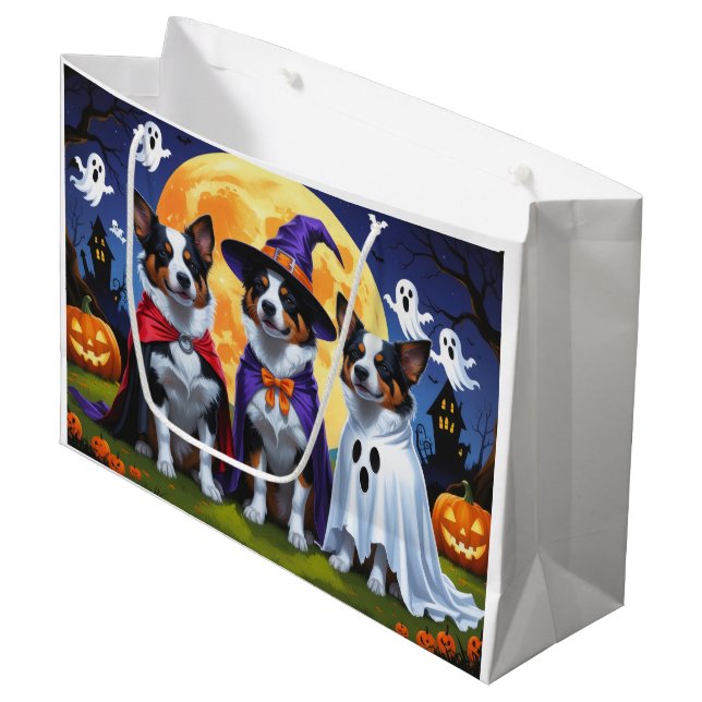 Australische Rinder Hunde Pumpkin Halloween Funny Große Geschenktüte (Vorderseite Schrägansicht)