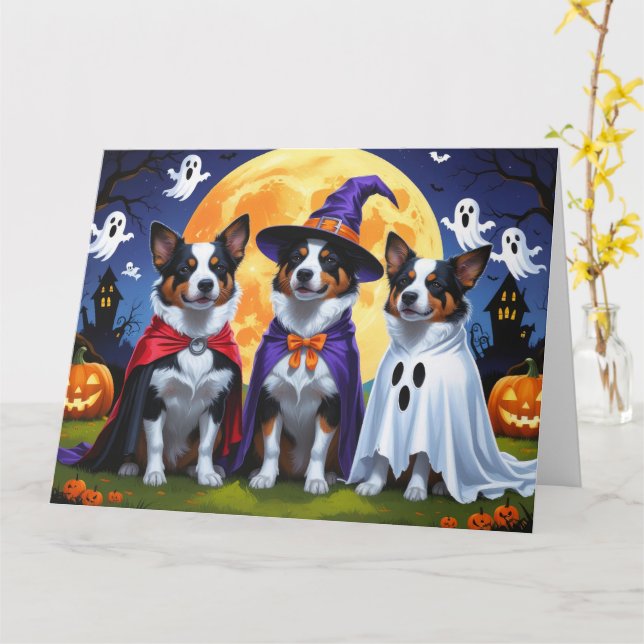 Australische Rinder Hunde Pumpkin Halloween Funny Karte (Gelbe Blume)